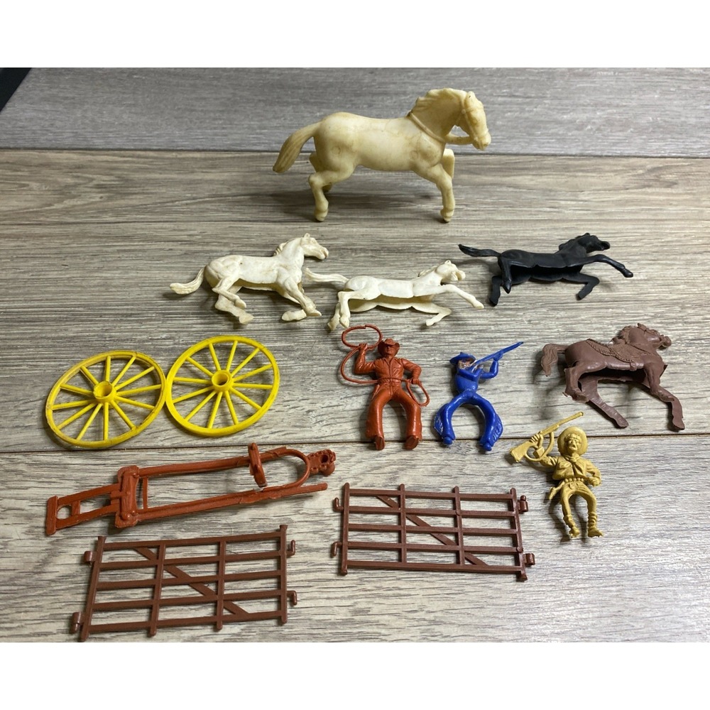 Vintage MPC Marx 1960's Cowboys & Indians Plastic Horses Lot